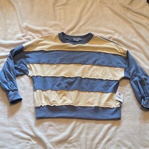 Blue and White Striped Crewneck